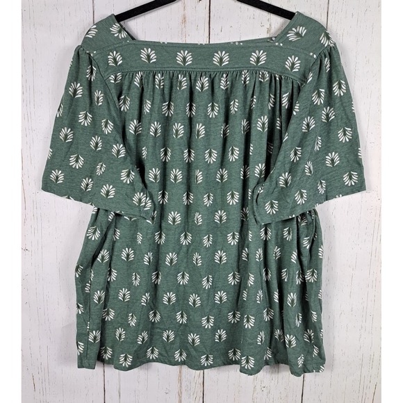 croft & barrow Tops - Croft Barrow Plus Size XXL Womens Green Print Short Sleeve‎ Blouse Top